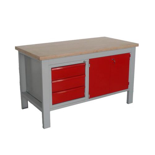 Banco piano multistrato di faggio 3 cassetti vano a 2 ante,