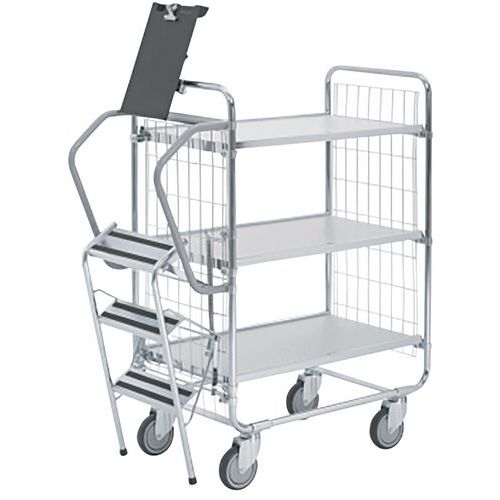 Carrello con scala - 3 ripiani - 750x425mm - Portata 200 kg,