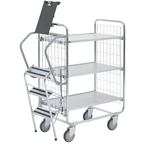 Carrello con scala - 3 ripiani - 1000x425mm - Portata 200 kg,