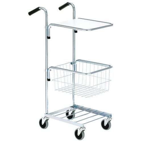 Mini carrello grigio con ripiano e cestello - Portata 50 kg,