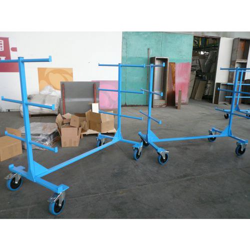 Carrello rastrelliera bifronte - 2 ruote girevoli e 2 fisse,