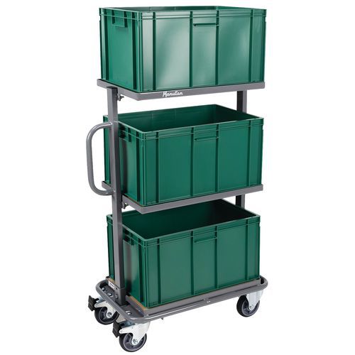 Carrello a ripiani 3 contenit norma eur 60L-Manutan Expert,