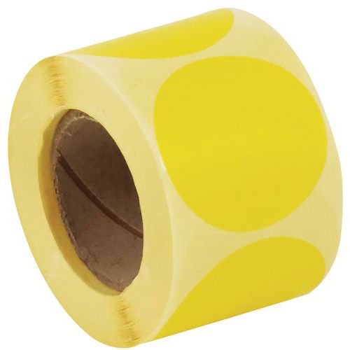 Dischetto adesivo rimovibile in rotolo ø50mm giallo-Manutan,