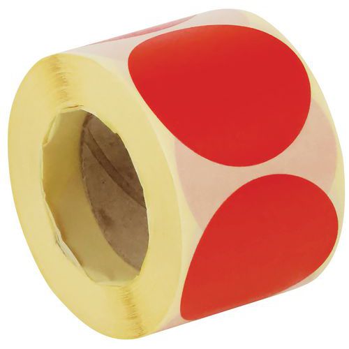 Dischetto adesivo rimovibile in rotolo ø50mm rosso - Manutan,