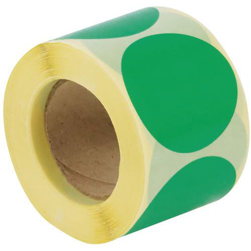 Dischetto adesivo rimovibile in rotolo ø50mm verde - Manutan,