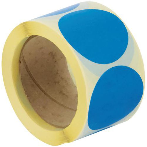 Dischetto adesivo rimovibile in rotolo ø60mm blu - Manutan,