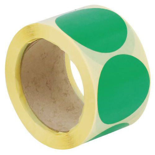Dischetto adesivo rimovibile in rotolo ø60mm verde - Manutan,
