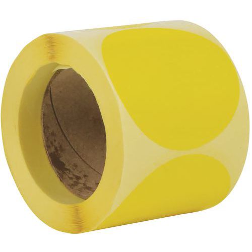 Dischetto adesivo rimovibile in rotolo ø90mm giallo-Manutan,