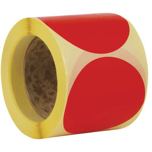 Dischetto adesivo rimovibile in rotolo ø90mm rosso-Manutan,