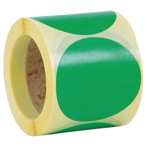 Dischetto adesivo rimovibile in rotolo ø90mm verde - Manutan,