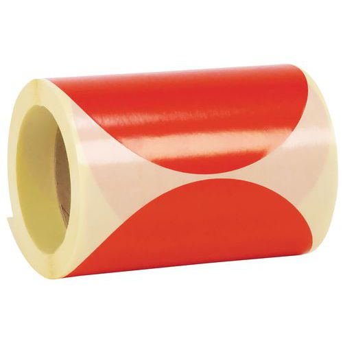 Dischetto adesivo rimovibile in rotolo ø150mm rosso-Manutan,