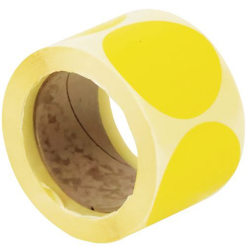 Dischetto adesivo rimovibile in rotolo ø70mm giallo-Manutan,