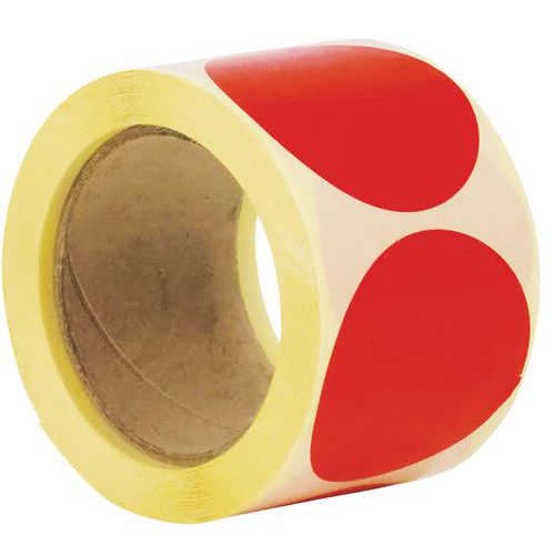 Dischetto adesivo rimovibile in rotolo ø70mm rosso-Manutan,