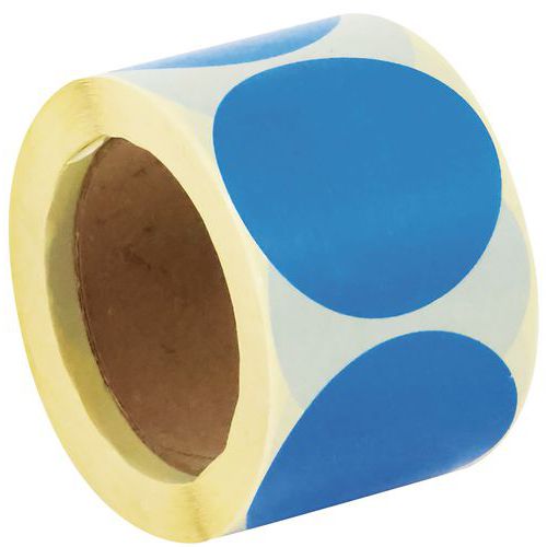 Dischetto adesivo rimovibile in rotolo ø70mm blu - Manutan,