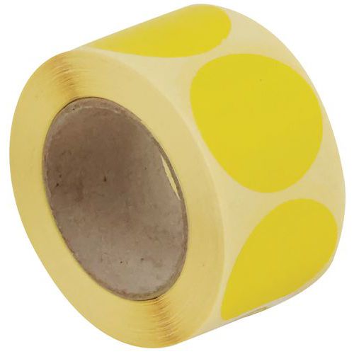 Dischetto adesivo rimovibile in rotolo ø35mm giallo-Manutan,