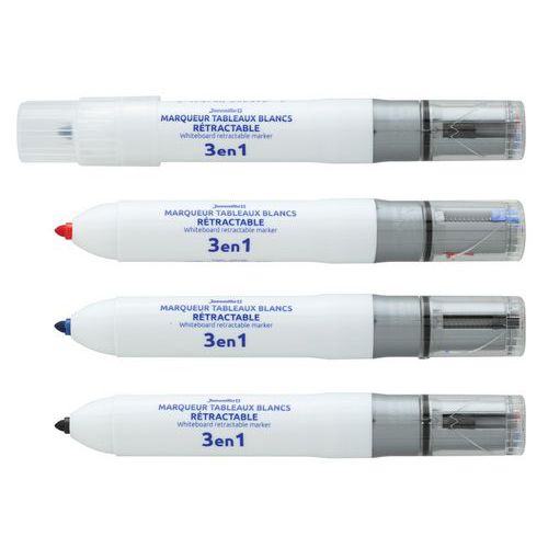 Pennarello cancellabile a secco 3 colori, punta ricaricabile,