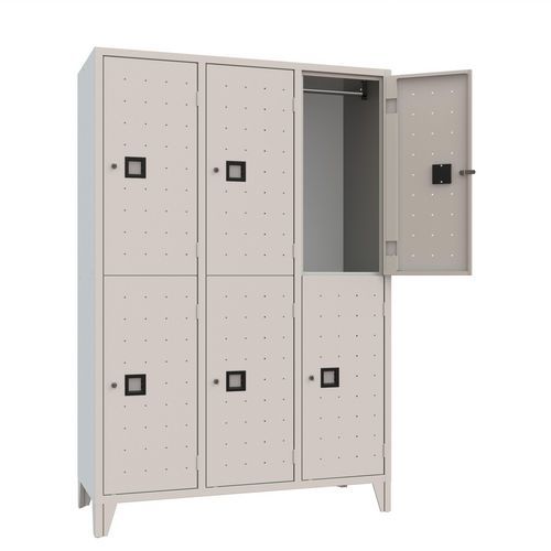 Armadio spogliatoio monoblocco 6 posti grigio chiave,