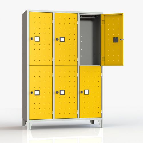 Armadio spogliatoio monoblocco 6 posti giallo lucchetto,