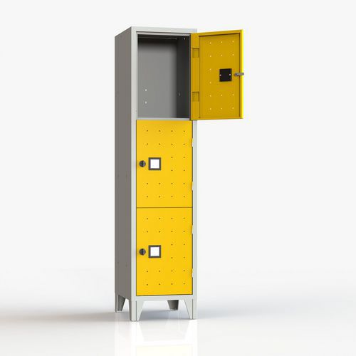 Armadio casellario monoblocco 3 posti giallo lucchetto,