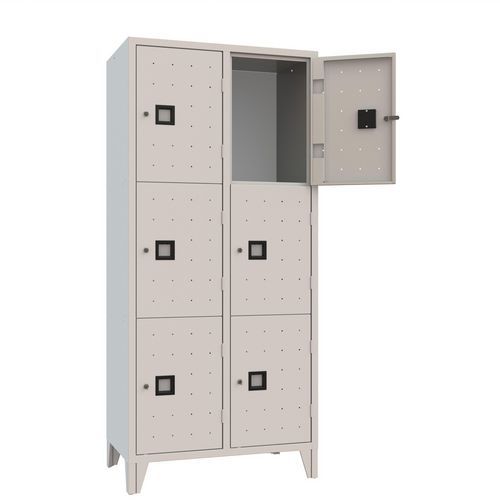 Armadio casellario monoblocco 6 posti grigio chiave,