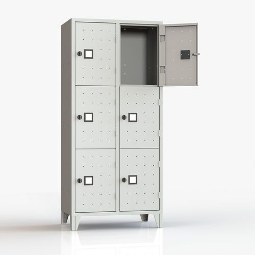 Armadio casellario monoblocco 6 posti grigio lucchetto,