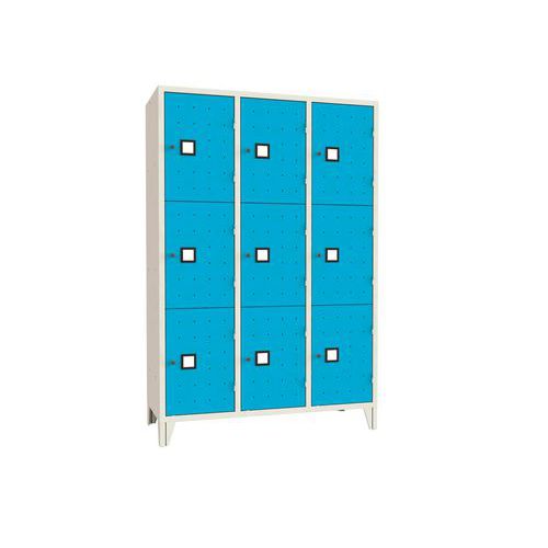 Armadio casellario monoblocco 9 posti blu chiave,