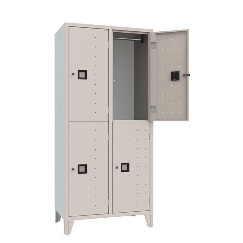 Armadio spogliatoio monoblocco 4 posti grigio chiave,
