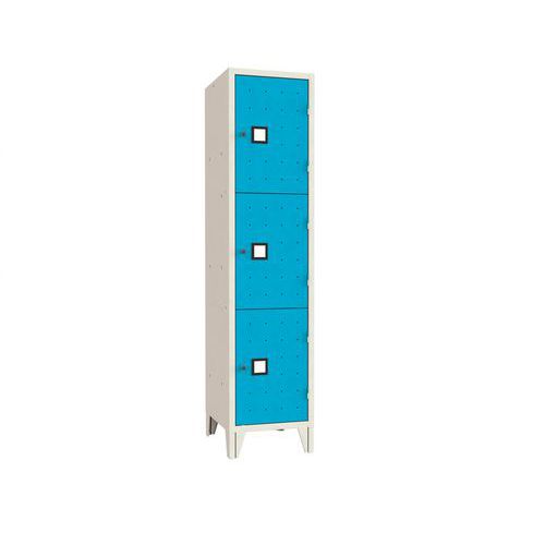 Armadio casellario monoblocco 3 posti blu chiave,