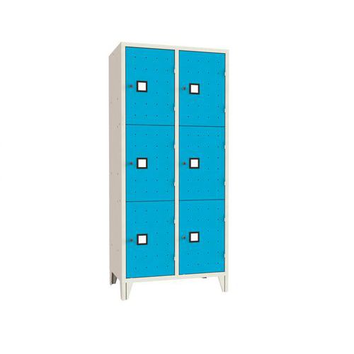 Armadio casellario monoblocco 6 posti blu chiave,