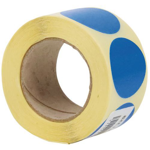 Dischetto adesivo rimovibile in rotolo ø35mm blu - Manutan,