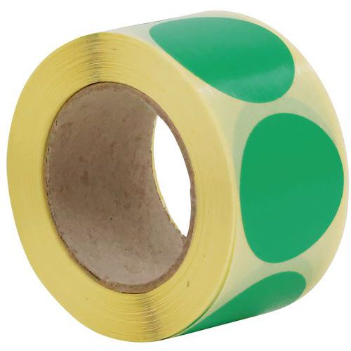 Dischetto adesivo rimovibile in rotolo ø35mm verde - Manutan,