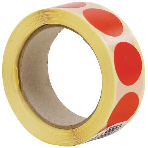 Dischetto adesivo rimovibile in rotolo rosso - Manutan,