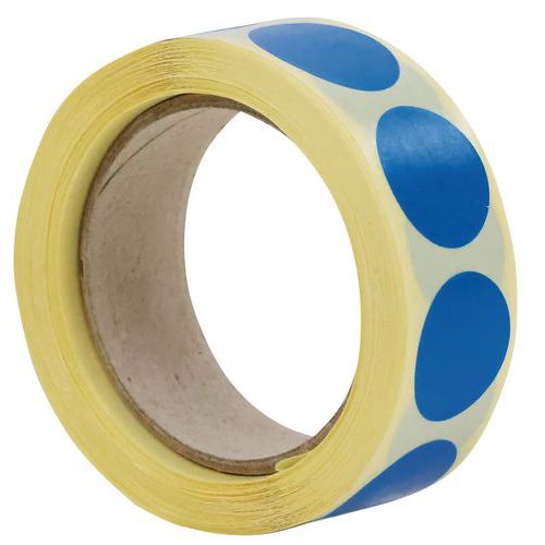 Dischetto adesivo rimovibile in rotolo blu - Manutan,