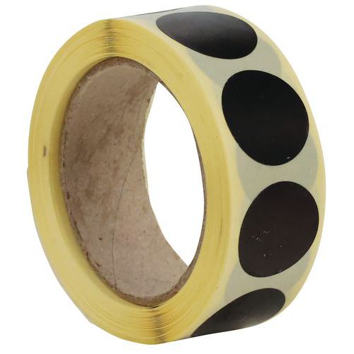 Dischetto adesivo rimovibile in rotolo nero - Manutan,