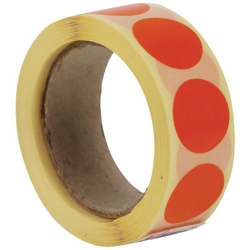 Dischetto adesivo rimovibile in rotolo arancione - Manutan,