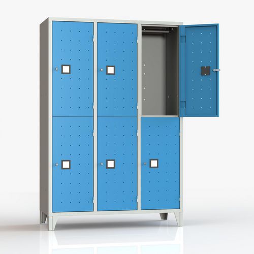 Armadio spogliatoio monoblocco 6 posti blu chiave,
