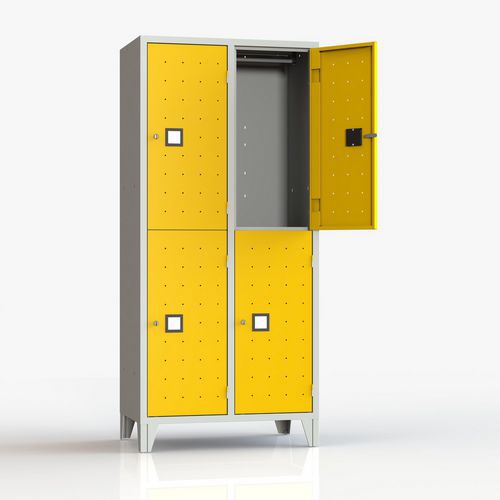 Armadio spogliatoio monoblocco 4 posti giallo chiave,