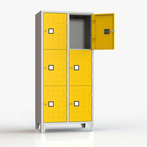 Armadio casellario monoblocco 6 posti giallo chiave,