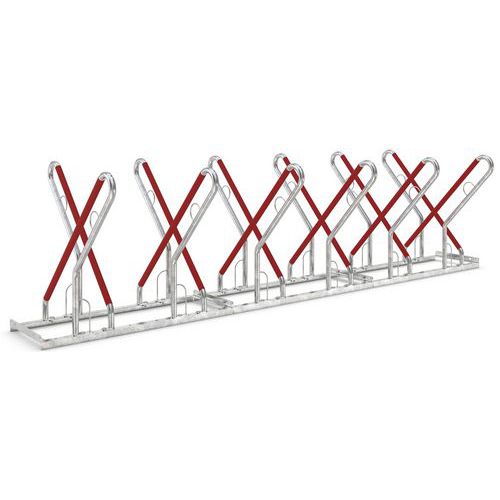 Portabiciclette acciaio galvanizzato XBF 12 posti incrociati,