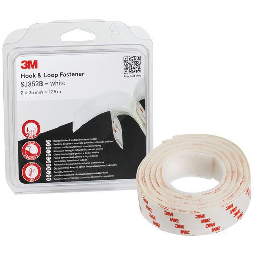 Nastro di fissaggio a Velcro 3M bianco 25mm x 1,25m,