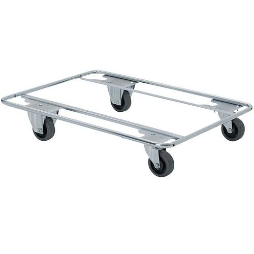 Base carrellata in tubo d’acciaio 2 rotelle girevoli e 2 fisse - 400 kg,