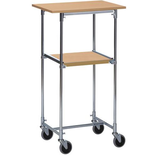 Tavolo mobile in rovere - 2 ripiani 600x430 mm - 50 kg,