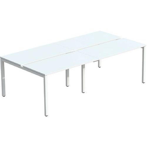 Scrivania dritta Bench 166x320cm gambe bianche rip bianco 4p,