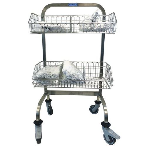 Carrello per ambiente ospedaliero in inox con 2 cestelli e 2 separatori - 120 kg,