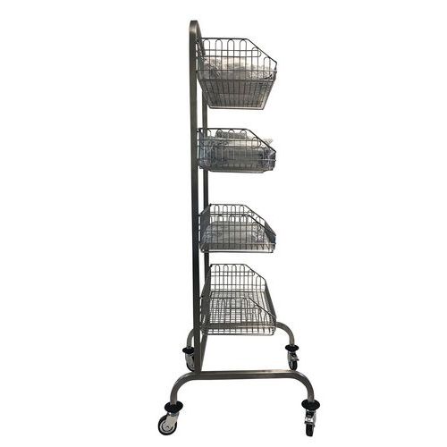 Carrello per ambiente ospedaliero in inox con 4 cestelli e 4 separatori - 240 kg,
