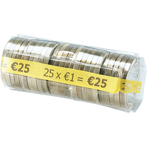 Blister portamonete in PET - Pezzi da 1 euro 25 pz/tubo,