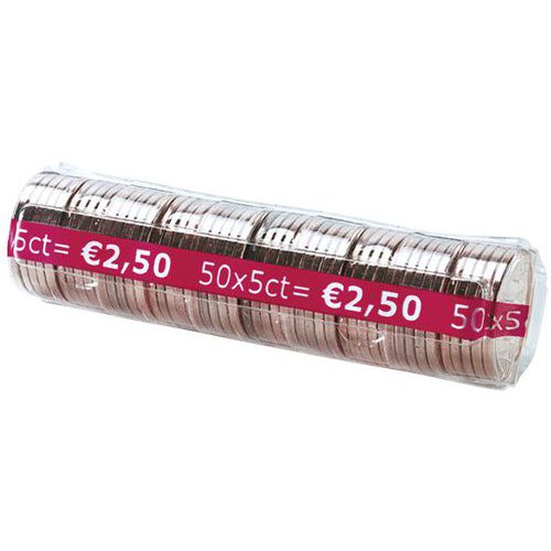 Blister portamonete in PET - Pezzi da 0,05 euro 50 pz/tubo,