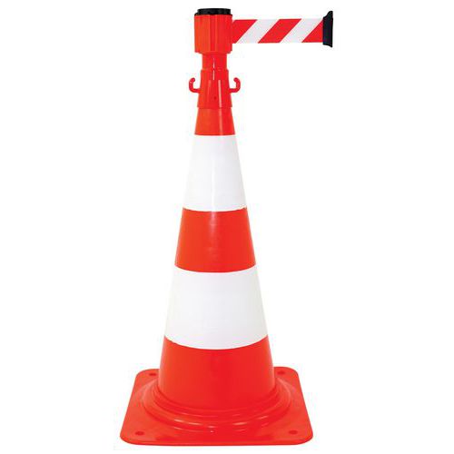 Kit 1 svolg nastro strisce rosso/bianco 50mmx3m+1 cono 75cm,