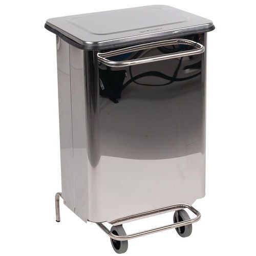 Cassonetto mobile a pedale ignifugo inox lucido 70 L,