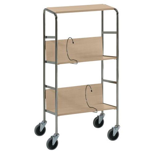 Carrello porta-raccoglitori - 2 ripiani in faggio - Portata 75 kg,